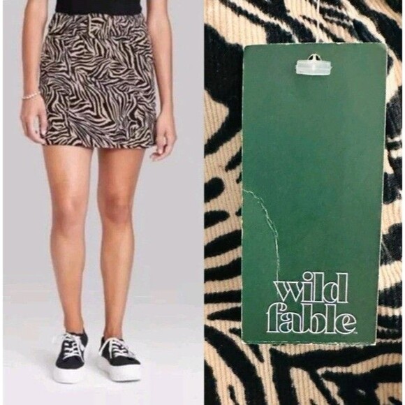 NWT Wild Fable Animal Print Mini Skirt - Tan/Black Women's Size 8 - Picture 1 of 4